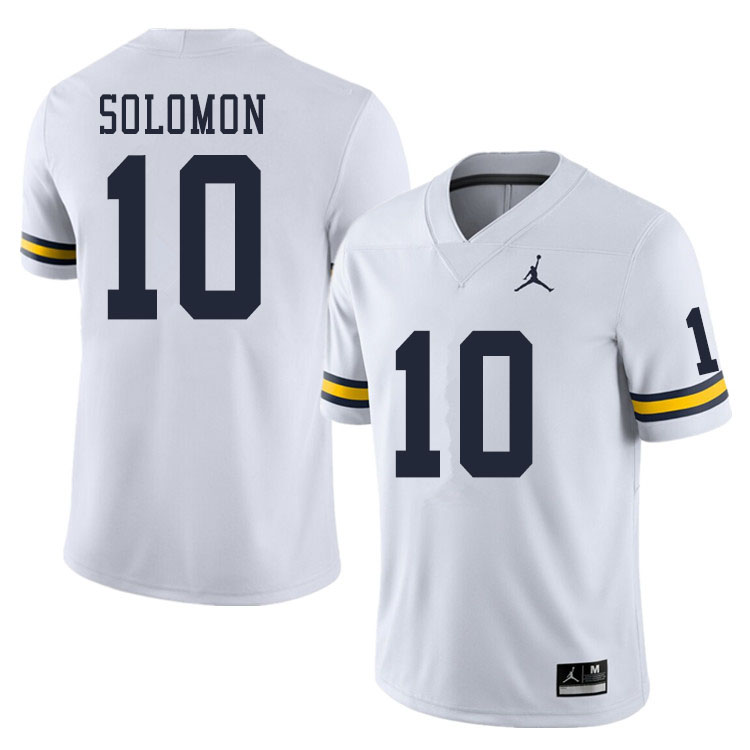 Men #10 Anthony Solomon Michigan Wolverines College Football Jerseys Sale-White